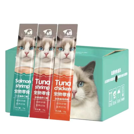 Pet food packaging with cat images and text on a white background