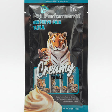 Pro Performance cat treat package with tiger illustration on a green background