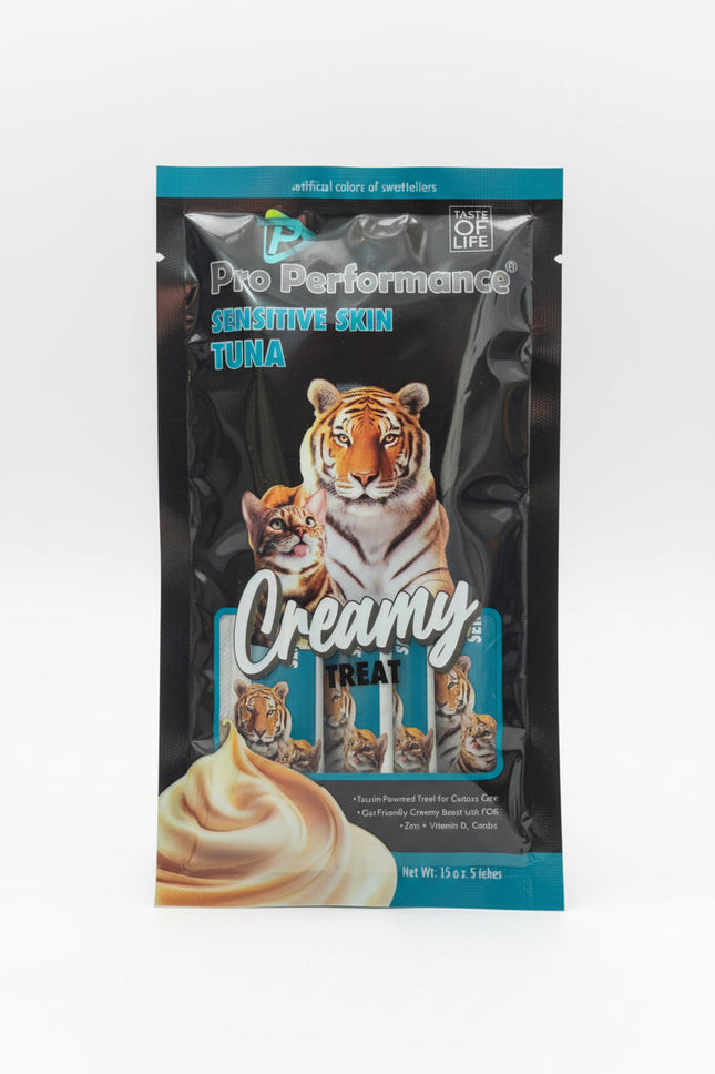 Pro Performance cat treat package with tiger illustration on a green background