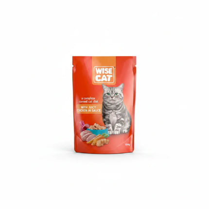 Wise Cat food packaging with a cat on the label