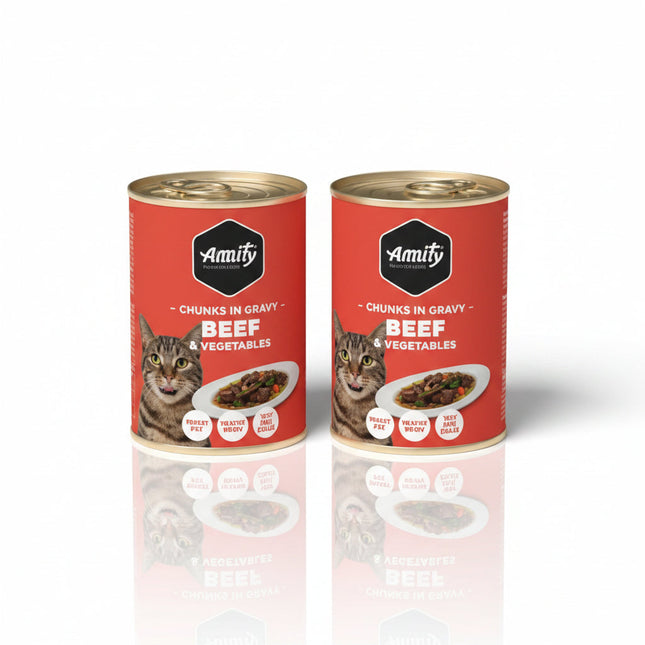 AMITY - CAT BEEF and chicken CHUNKS IN GRAVY 415g